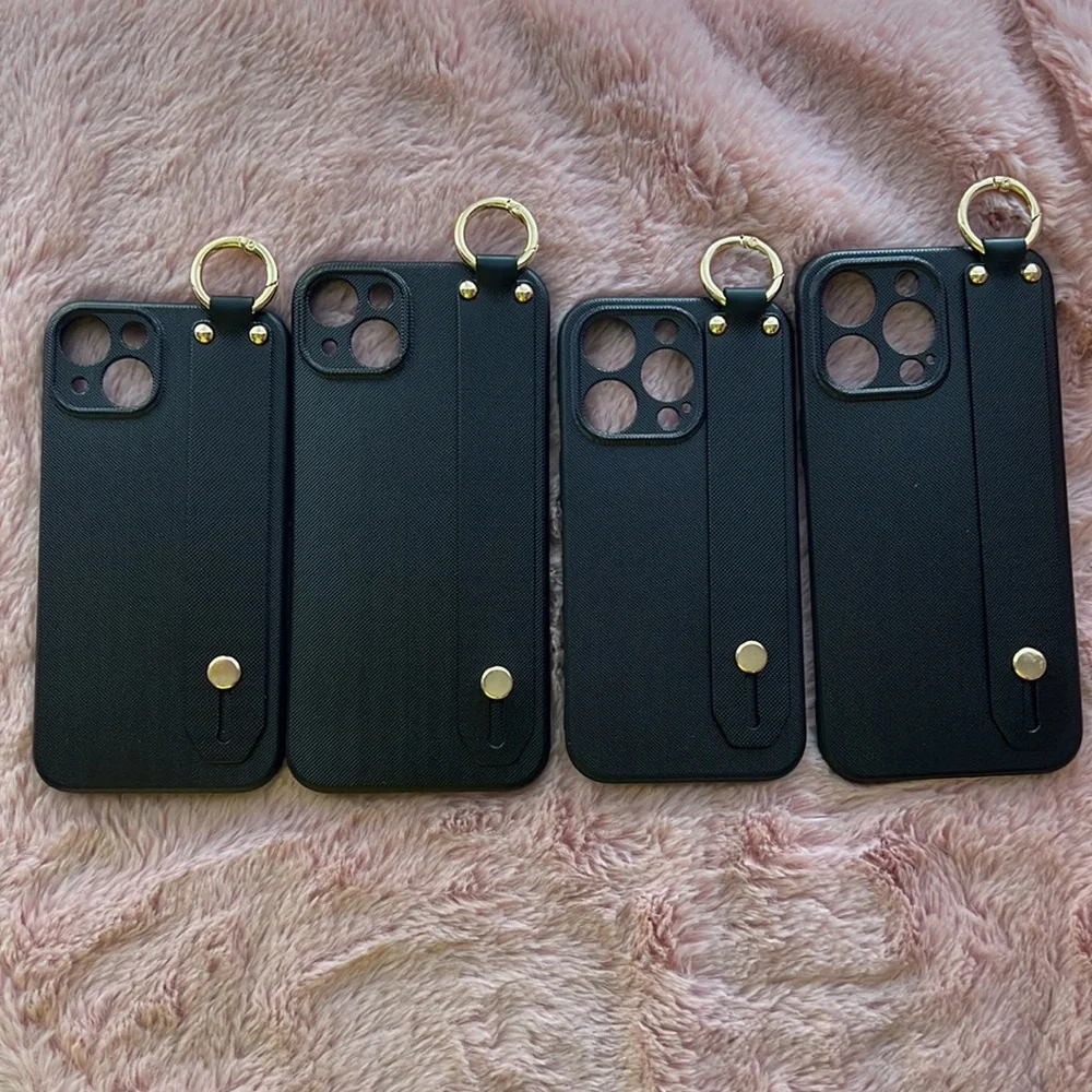 For iPhone 14,14 plus,14 pro,14 pro max phone case with wrist strap kickstand